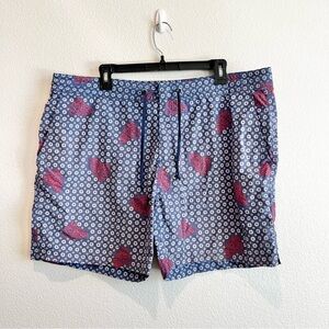 Tori Richard Men’s Swim Trunks 40 Navy Blue Red Leaf Dot Print Board Shorts